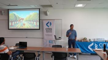 Prof. Alireza Pourreza giving his presentation on AI impacting the broader fields of agriculture