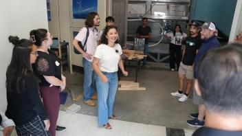 Prof. Camli Badrya hosting the teachers in her lab - Davis Applied Aerodynamic Lab (DAAL)