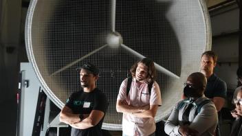 Photo of the participants in the wind tunnel