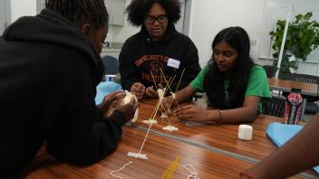 Students engaged in group problem solving