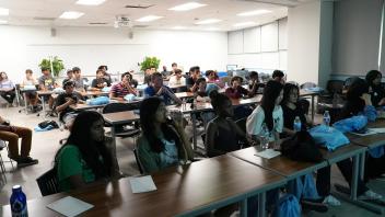 Students engrossed listening to the talk