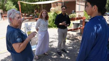 Raptor Center researchers addressing student questions