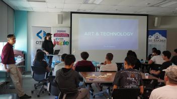 Dr. Ali Karatay leading discussion on Art and Technology